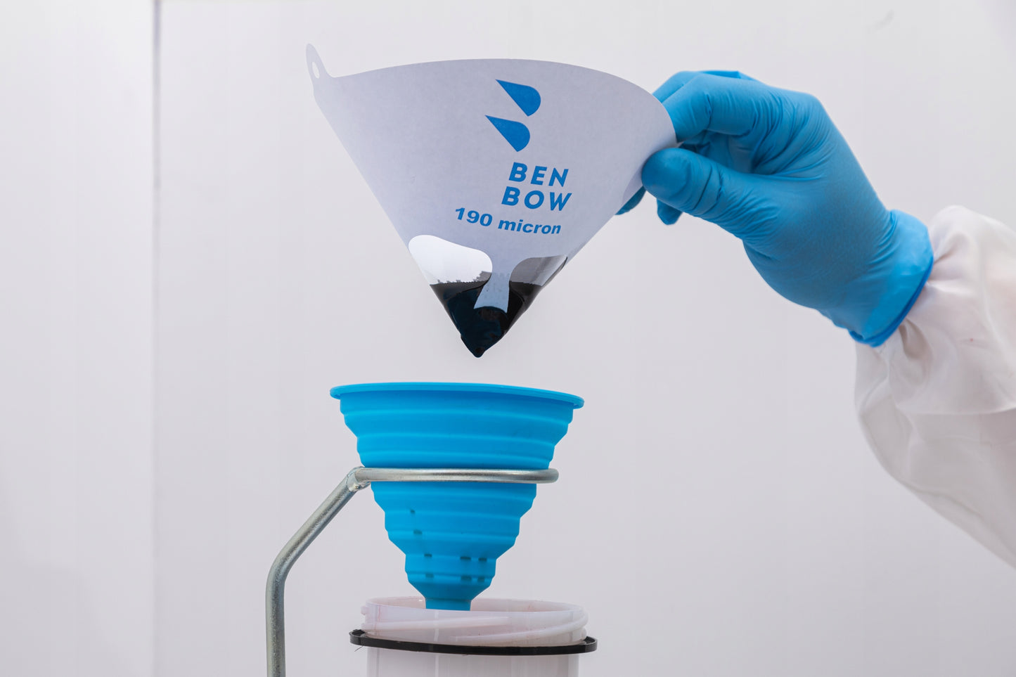 (250szt) Sitko lakiernicze do farby, druku 3D - 190 mikronów + silikonowy lejek