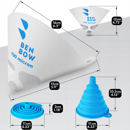 (250szt) Sitko lakiernicze do farby, druku 3D - 190 mikronów + silikonowy lejek